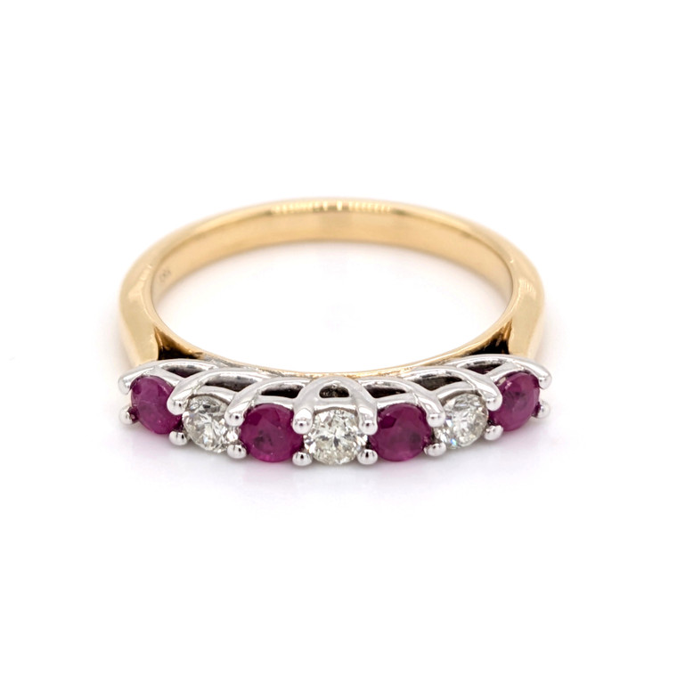 18ct Yellow Gold 0.50ct Ruby & 0.24ct Diamond Eternity Ring murray co jewellers belfast