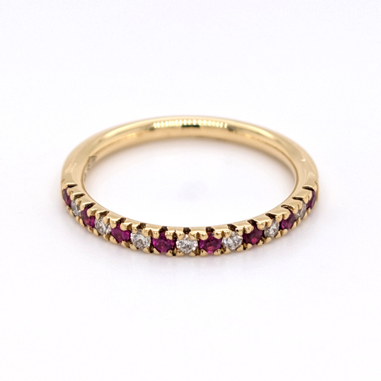 18ct Yellow Gold 0.20ct Ruby & 0.13ct Diamond Eternity Ring murray co jewellers belfast