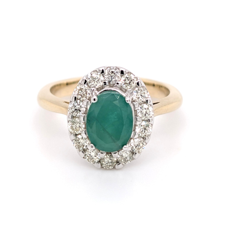 9ct Yellow Gold 1.21ct Emerald & 0.80ct Diamond Cluster Ring murray co jewellers belfast
