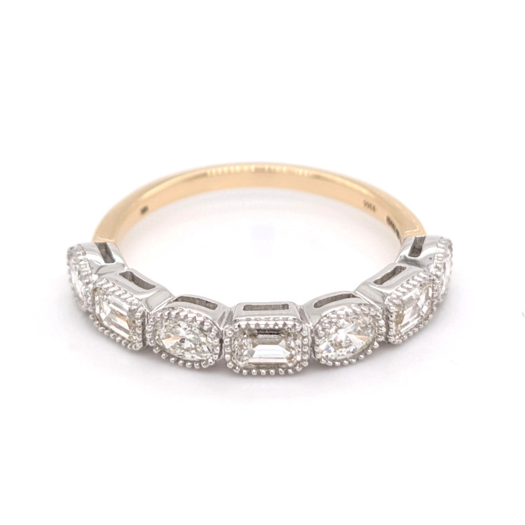 18ct Yellow Gold 1.15ct Oval & Emerald Cut Diamond Eternity Ring murray co jewellers belfast