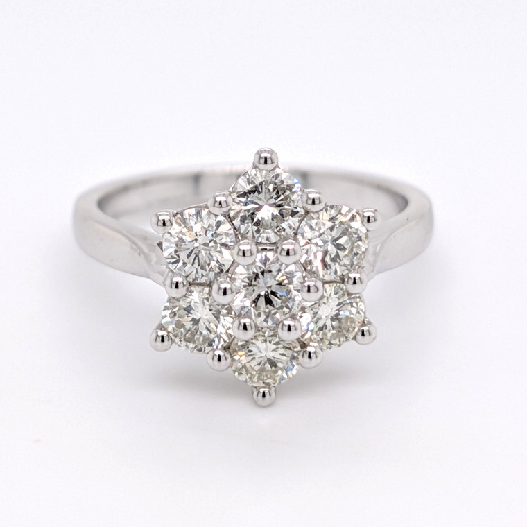 14ct White Gold 1.50ct Diamond 7 Stone Daisy Style Cluster Ring murray co jewellers belfast engagement rings