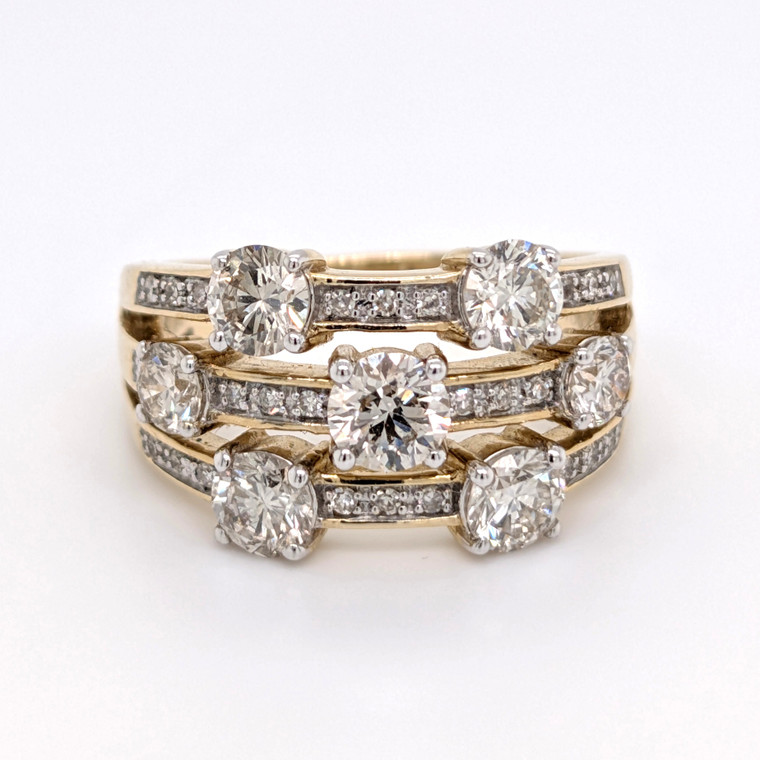 14ct Yellow Gold 2.00ct Scatter Diamond Triple Row Ring murray co jewellers belfast eternity rings