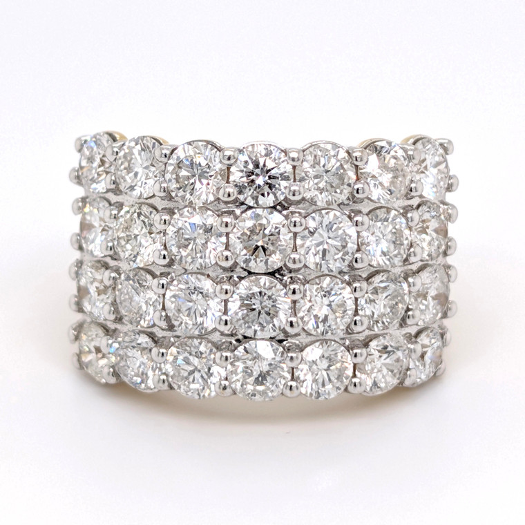 18ct Yellow Gold 4.75ct Round Brilliant Diamond 4 Row Ring murray co jewellers belfast