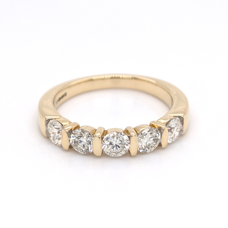 14ct Yellow Gold 1.00ct Diamond Bar Set Wedding Ring murray co jewellers belfast wedding rings