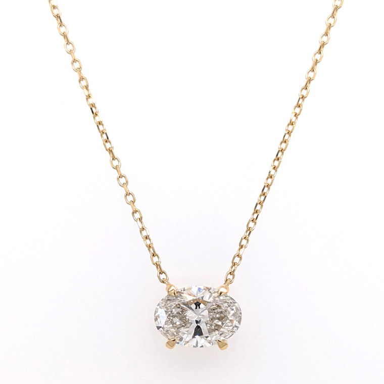 18ct Yellow Gold 1.05ct Lab Grown Oval Diamond Horizontal Pendant murray co jewellers belfast lab created