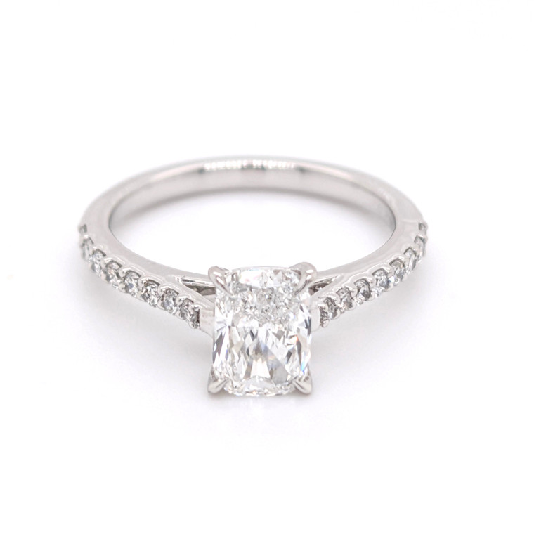 Platinum 1.22ct Lab Grown Elongated Cushion Diamond Solitaire Ring murray co jewellers belfast engagement rings