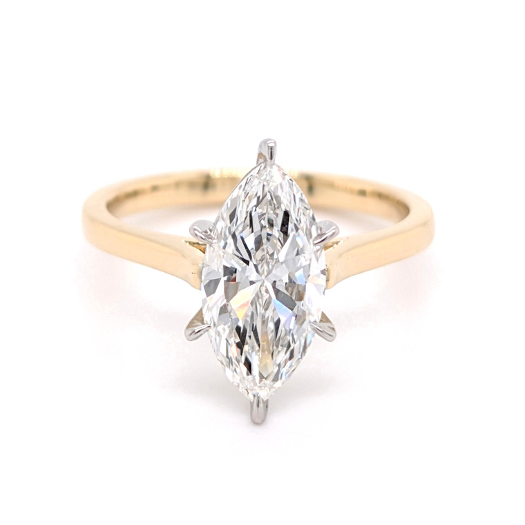 18ct Yellow Gold 2.02ct Lab Grown Marquise Diamond Solitaire Ring murray co jewellers belfast engagement rings