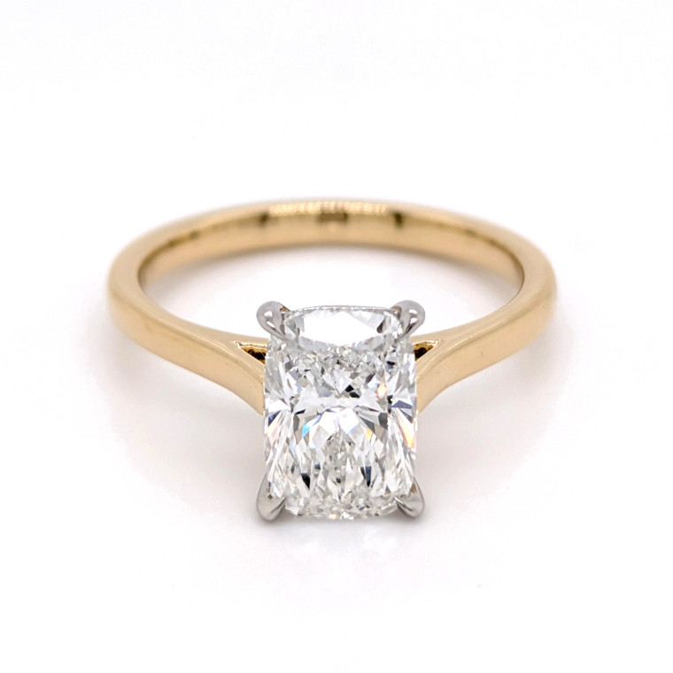 18ct Yellow Gold 2.00ct Lab Grown Elongated Cushion Solitaire Ring murray co jewellers belfast engagement rings