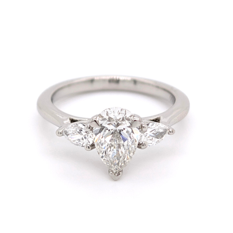 Platinum 1.41ct Lab Grown Pear Diamond 3 Stone Ring murray co jewellers belfast engagement rings