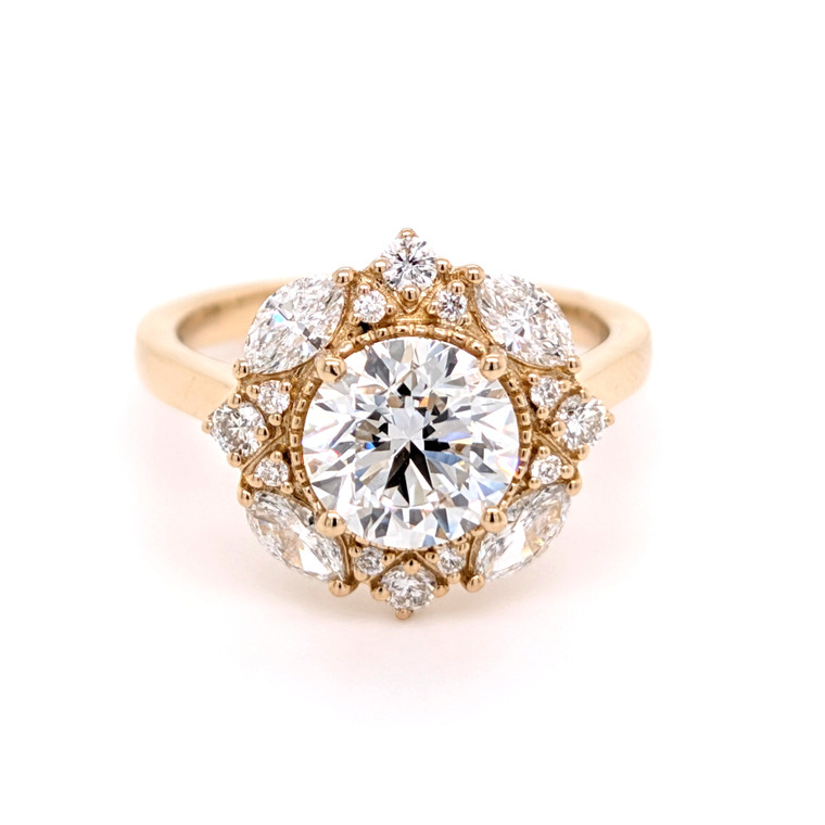 18ct Yellow Gold 2.12ct Lab Grown Round Brilliant Diamond Cluster Ring murray co jewellers belfast engagement rings