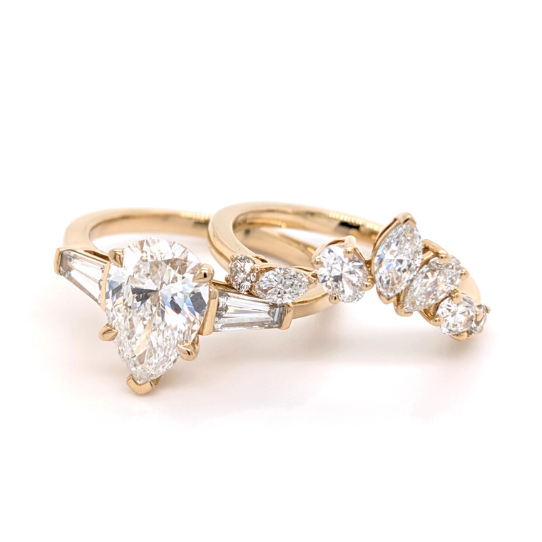 18ct Yellow Gold 3.70ct Lab Grown Diamond Engagement & Wedding Ring Set murray co jewellers belfast engagement rings wedding rings