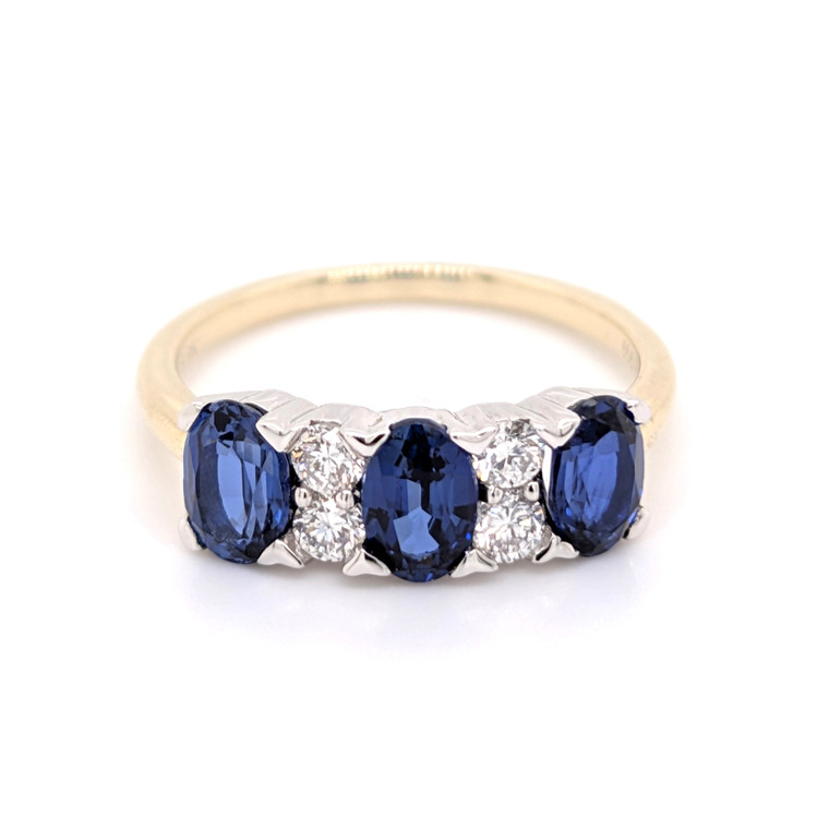 9ct Yellow Gold Lab Grown 2.00ct Sapphire & 0.25ct Diamond Ring murray co jewellers belfast
