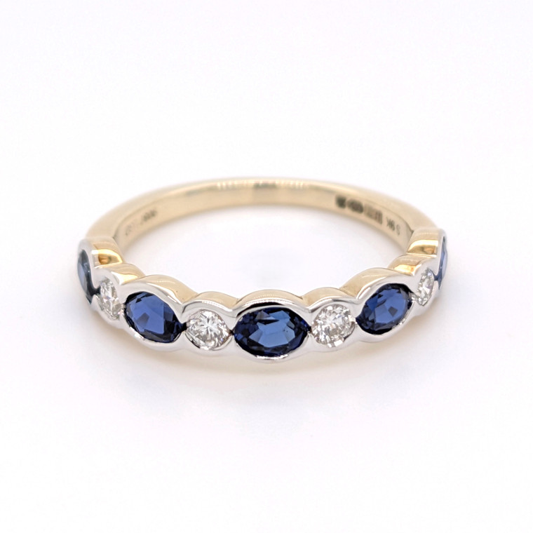 9ct Yellow Gold Lab Grown 1.20ct Sapphire & 0.20ct Diamond Ring murray co jewellers eternity rings
