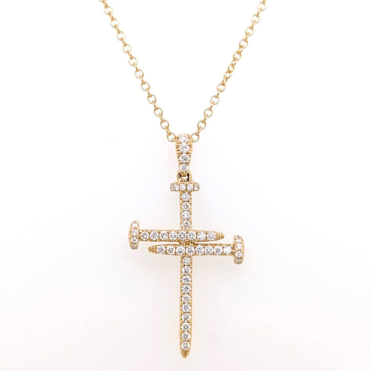 18ct Yellow Gold 0.37ct Diamond Nail Cross Pendant murray co jewellers belfast diamond pendants