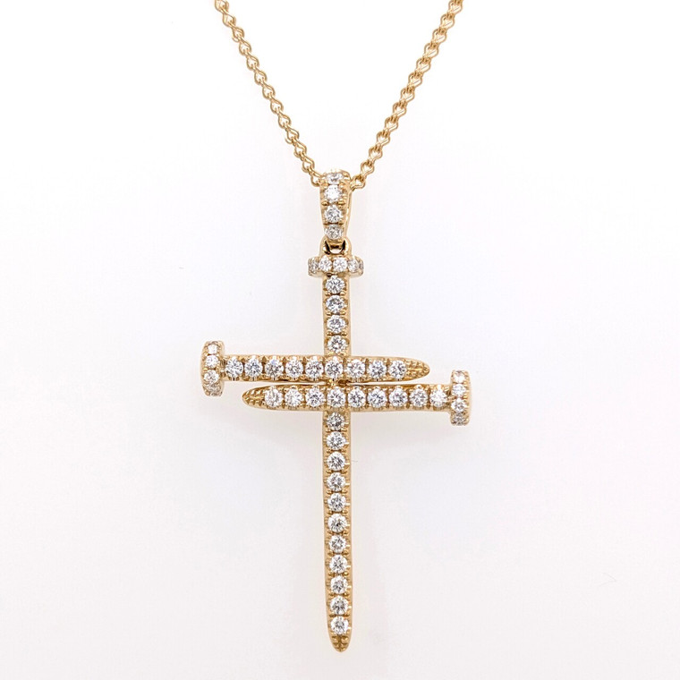 18ct Yellow Gold 0.50ct Diamond Nail Cross Pendant murray co jewellers belfast diamond pendants
