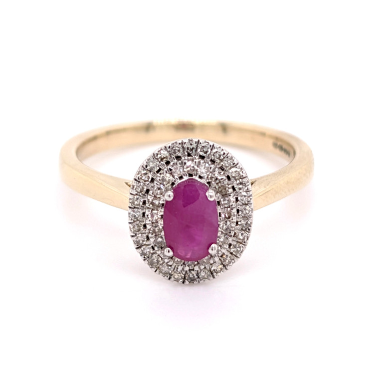9ct Yellow Gold 0.74ct Ruby & 0.20ct Diamond Cluster Ring murray co jewellers belfast