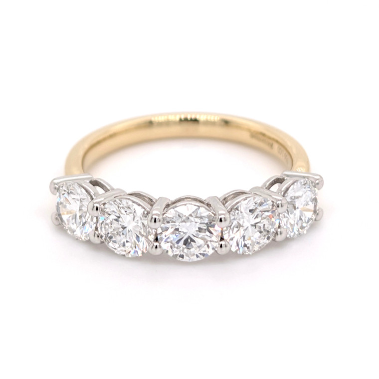 18ct Yellow Gold & Platinum 2.00ct Lab Grown Diamond 5 Stone Ring murray co jewellers belfast eternity rings