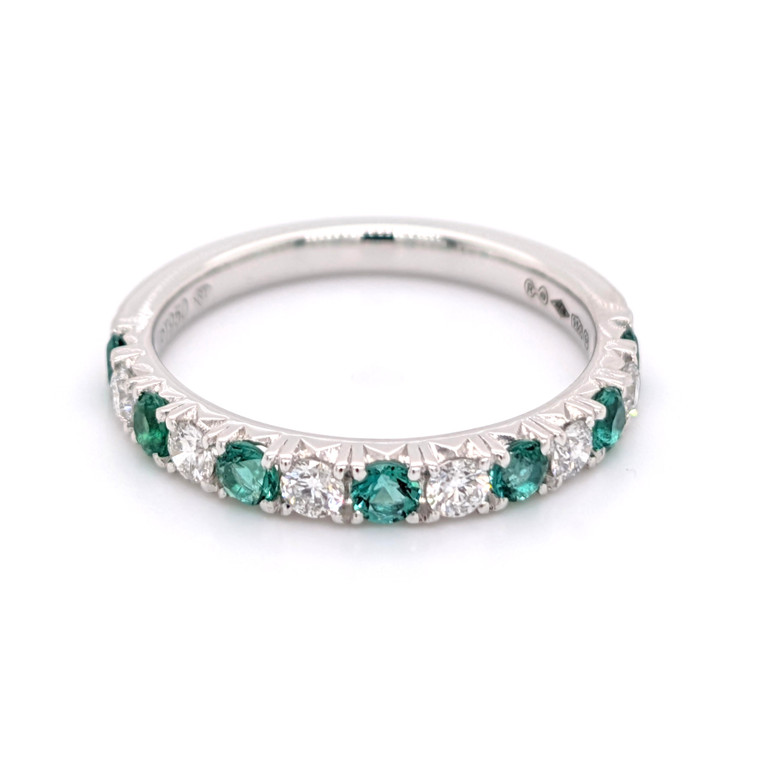 Platinum 0.42ct Emerald & 0.32ct Diamond Eternity Ring murray co jewellers belfast eternity rings
