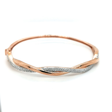 アクセサリー DORJE TWIST BANGLE 9ct Rose Gold 0.65ct Diamond Twist Bangle