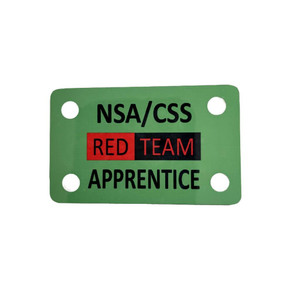 Identification badge 2-1/2 inches wide by 1-1/2 inches tall by 1/16 inch thick with 4 1/4-inch holes for lanyard applications.