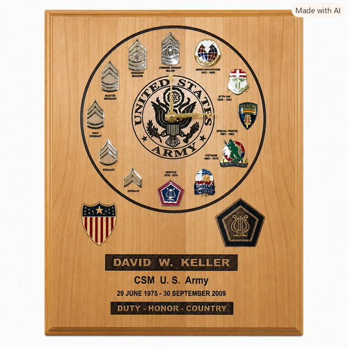 Plaque, 8" x 10" Red Alder, intricately laser-engraved with the DINFOS Building.
