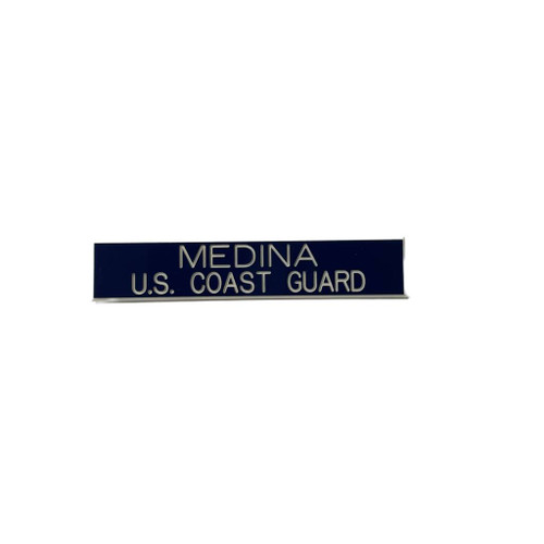 Ships within 72 hours when ordered by 12 Noon Eastern Time. US Coast Guard COMDTINST M1020.6J regulation 5/8 inch by 3-3/16 inches blue nameplate with white letters.  Call if expedited service is required.  Highest quality in the marketplace, over 450K satisfied customers.