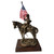 12" tall buffalo soldier on horse bronze tone statue mounted on a 11"W x 7"D x 1-1/4"H laminated cherry base.