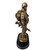 14" tall bronze tone Soldier military statue with rifle and holding binoculars, mounted on black base.