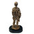 14" tall bronze tone Soldier military statue with rifle and holding binoculars, mounted on black base.