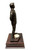 Warrior at parade rest male with beret military statue 12" tall x 5" wide mounted on a 6-1/2"W x 6-1/2"D x 2"H laminated cherry base. 14-1/2" total height.