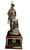 Highly detailed bronze tone 14" tall Minuteman Statue mounted on a 5-1/2"W x 5-1/2"D x 4"H laminated cherry wood base.  National Guard or Air National Guard medallion is included.
