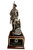 Highly detailed bronze tone 14" tall Minuteman Statue mounted on a 5-1/2"W x 5-1/2"D x 4"H laminated cherry wood base.  National Guard or Air National Guard