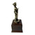 Military Statue National Guard Minuteman Antique Gold Tone Mounted on a Cherry Finish Base.  Total Height is 11-1/2"
