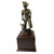 Military Statue National Guard Minuteman Antique Gold Tone Mounted on a Cherry Finish Base.  Total Height is 11-1/2"