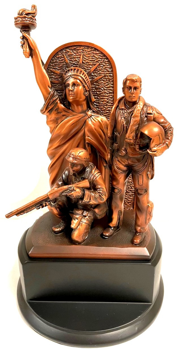 Air Force military statue bronze tone 9"H x 5"W x 5"D