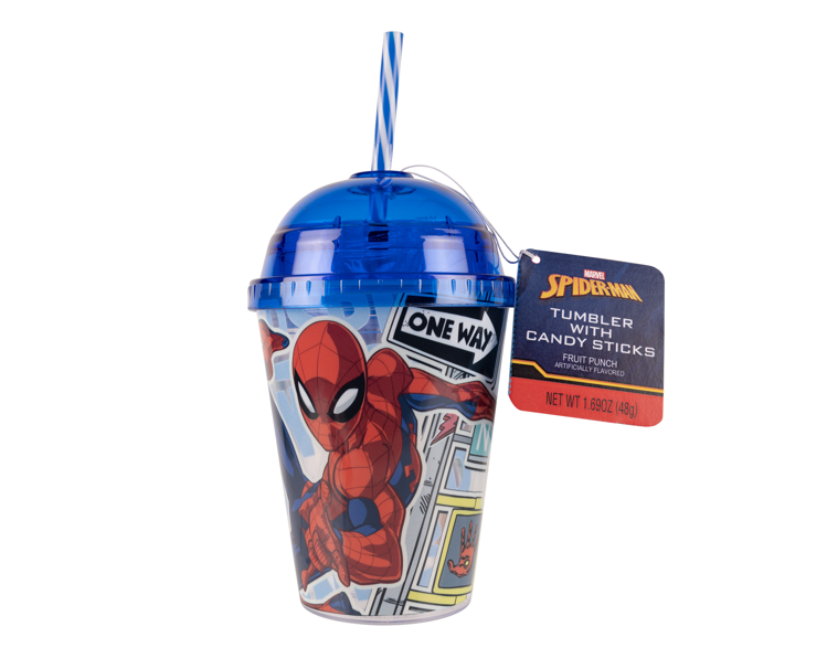 Spiderman Mini Dome Tumbler With Candy Sticks (Case of 6)