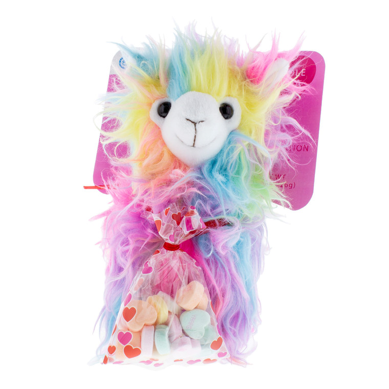 Valentine's Galerie Rainbow Llama Plush | Colorful Charm Paired with Sweet Conversation Hearts