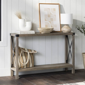Industrial Farmhouse Entryway Table / Console Table in Taupe Grey Wood Finish Q280-LETSG136912584