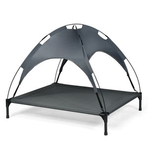 Portable Elevated Outdoor Pet Bed with Removable Canopy Shade-42 Inch - Color: Dark Gray - Size: XL D681-PS7353-XL