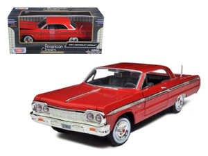 1964 Chevrolet Impala Red 1/24 Diecast Model Car by Motormax F977-73259r
