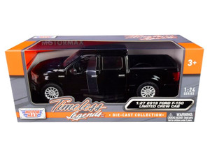 2019 Ford F-150 Limited Crew Cab Pickup Truck Black 1/24-1/27 Diecast Model Car by Motormax F977-79364bk