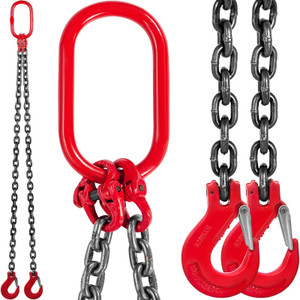  Chain Sling, 3/8 inch x 5 ft Lifting Chains with Hooks, G80 Engine Chain Hoist Lifts, 11000 lbs/5  E415-GLSJG80SZ10MMX1.5V0