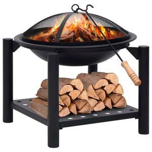 Fire Pit with Poker 21.3"x21.3"x21.7" Steel A949-313639