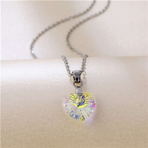 Korean Fashion Minimalist Glass Crystal Hexagon Pandent Stainless Steel Wholesale Necklace - Lumino A392-fane7141