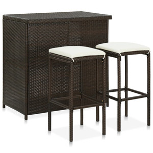 Bar Set Brown PE rattan, steel Large Bar Set Rectangular A949-313470