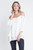Women's 3/4 Sleeve Cold Shoulder Buttoned Top T396-MM319714-WHT-S