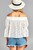 Women's 3/4 Three Quarter Long Sleeve Off Shoulder Floral Lace Top T396-MM3143-WHT-S
