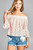 Women's 3/4 Three Quarter Long Sleeve Off Shoulder Floral Lace Top T396-MM3143-WHT-S