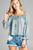 Women's Puff Long Sleeve Ruffled Front Tie Off Shoulder Top T396-MM3238-APR-S