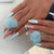Blue Fur Ball Cute Rhinestone Long Model 24 Pieces Set Fake Nail Wholesale Nail Stickers A392-nstr0130